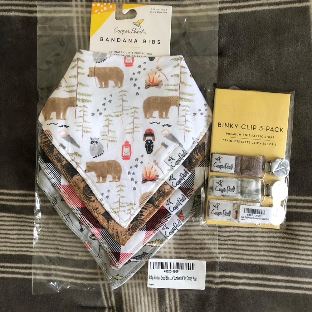New CopperPearl bibs and matching Binky clips. The perfect bundle!
